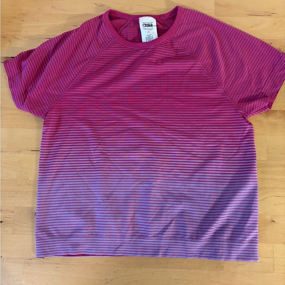 Athleta Girl Striped Pink and Purple T-Shirt
